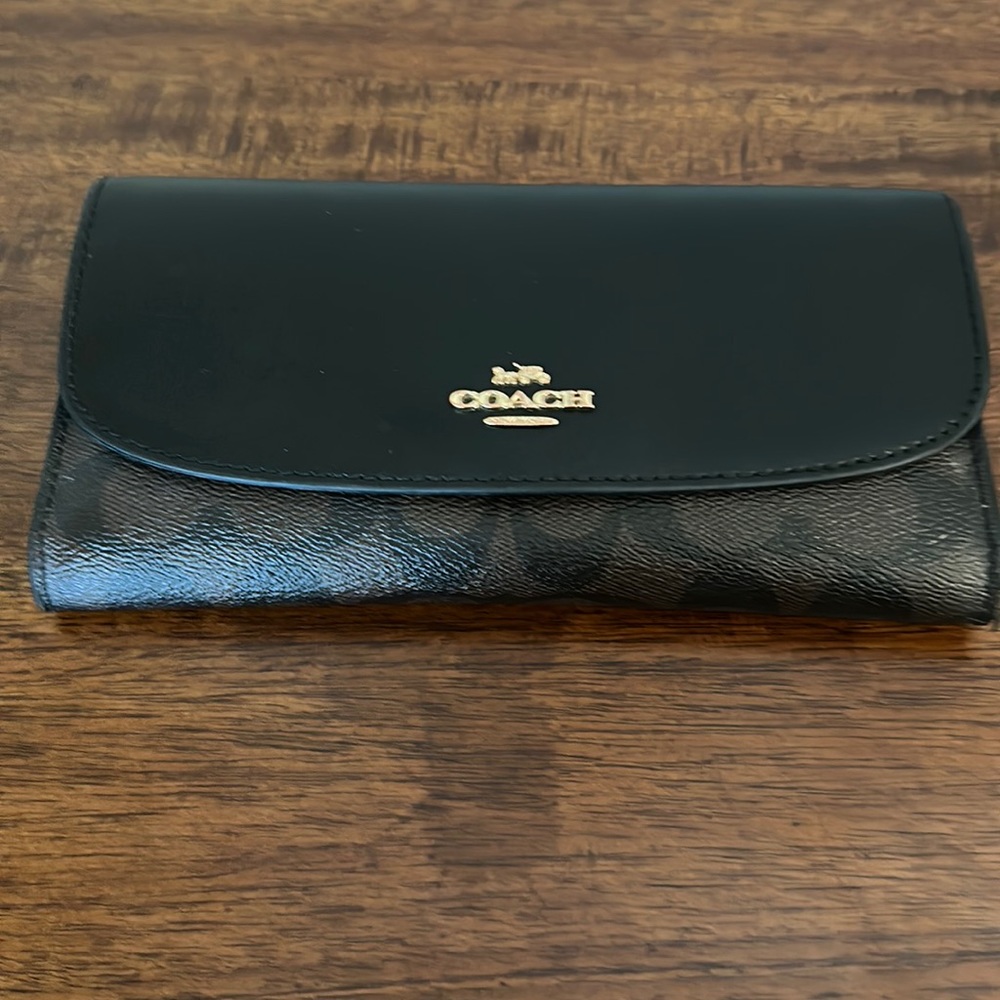 Coach Brown and Black Snap front wallet